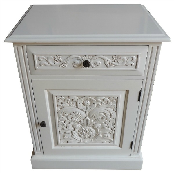 CLEARANCE- Mahogany Carved 1 Drawer Bedside Locker BS048P
