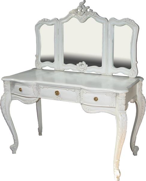 Antique White French Rococo Dressing Table and Mirror DST005P