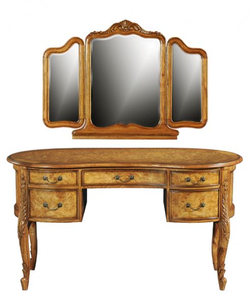 Hampton Walnut French Kidney Dressing Table with Mirror DW018WM