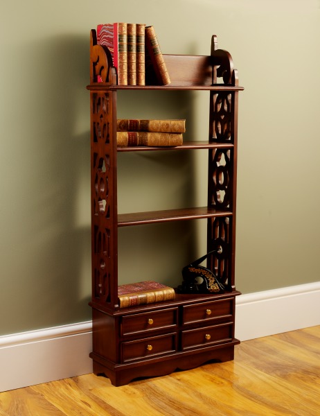 Solid Mahogany Four Drawer Bookshelf / Wall Rack RCK003