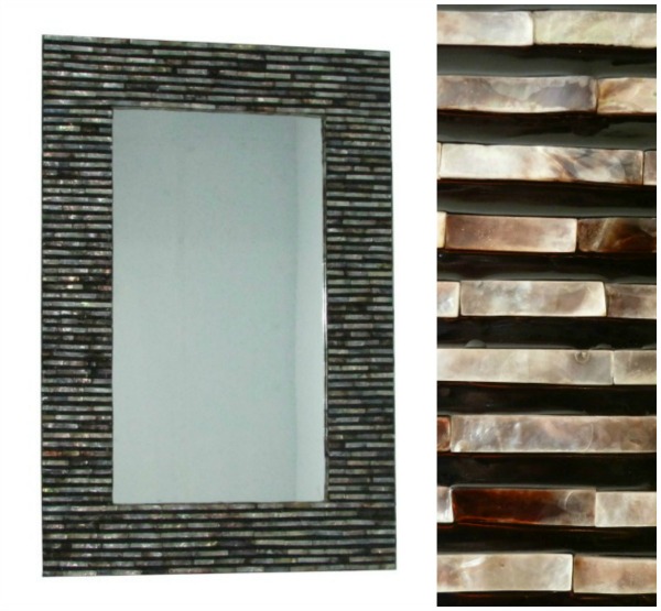 Bali Shell Wall Mirror - rectangular black and amber