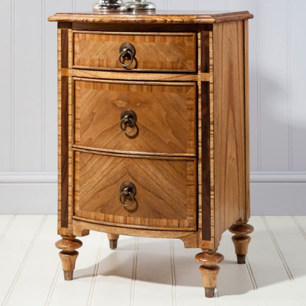 Spire Three Drawer Walnut Bedside Cabinet