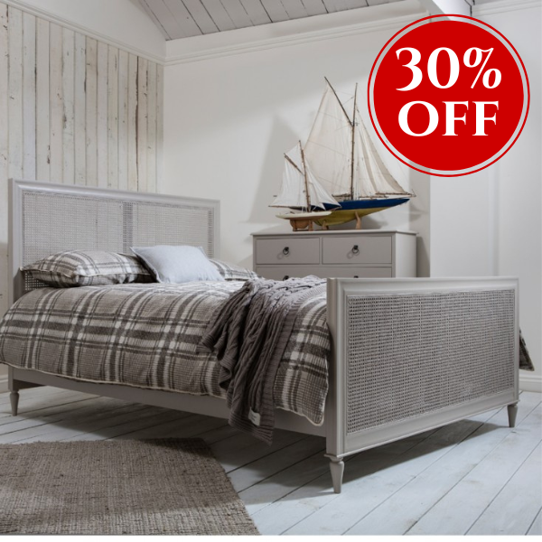 Annecy Rattan Bed Frame in Soft Grey