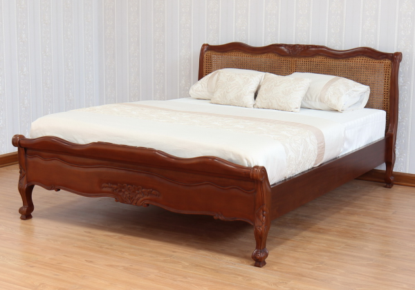 Louis French Rattan Bed Frame with Low Footboard B043