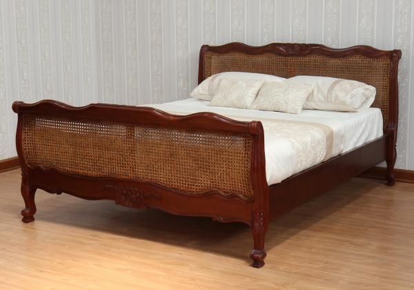 Louis French Rattan Bed Frame B007