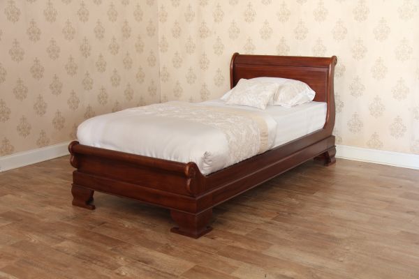 Mahogany Small Double Sleigh Bed Low Footboard