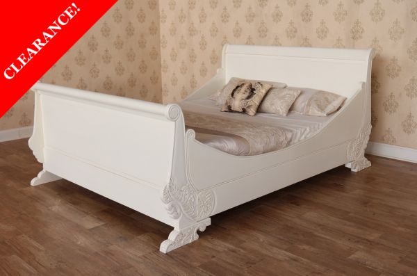 CLEARANCE - 6' Super King French Carved Sleigh Bed B015P