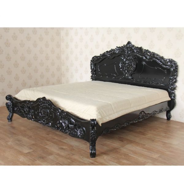 French Rococo (Black) 5' King Size Bed