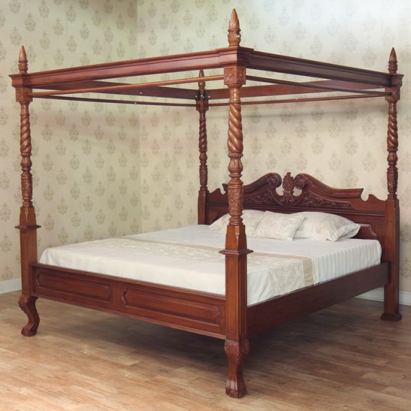 Mahogany Four Poster Canopy Bed Frame