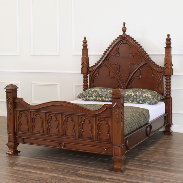 Mahogany Gothic Style Empire Bed Frame
