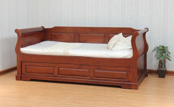 Mahogany French Sleigh Day Bed / Trundle Bed with back panel B050/3