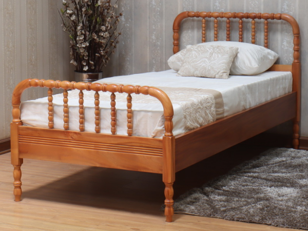 Single Mahogany Bobbin Bed Frame
