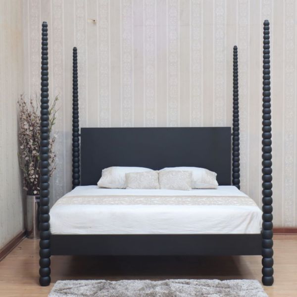 Black Bobbin Four Poster Bed Frame