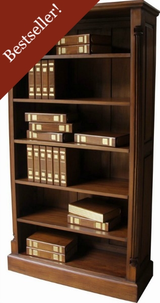 Solid Mahogany Tall Wide Pillar Bookcase BCS028