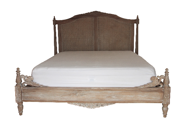 Belle French Weathered Rattan Bed Frame