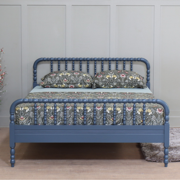 Bobbin Bed Frame in Hague Blue