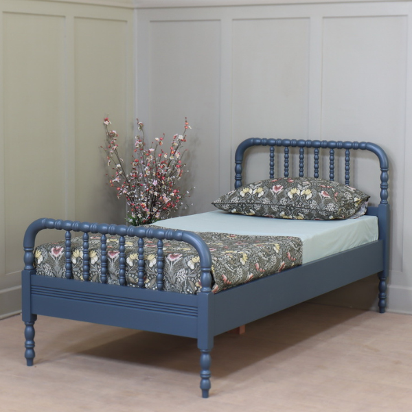 Bobbin Single Bed in Hague Blue