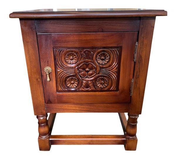 Mahogany Carved Bedside Cabinet