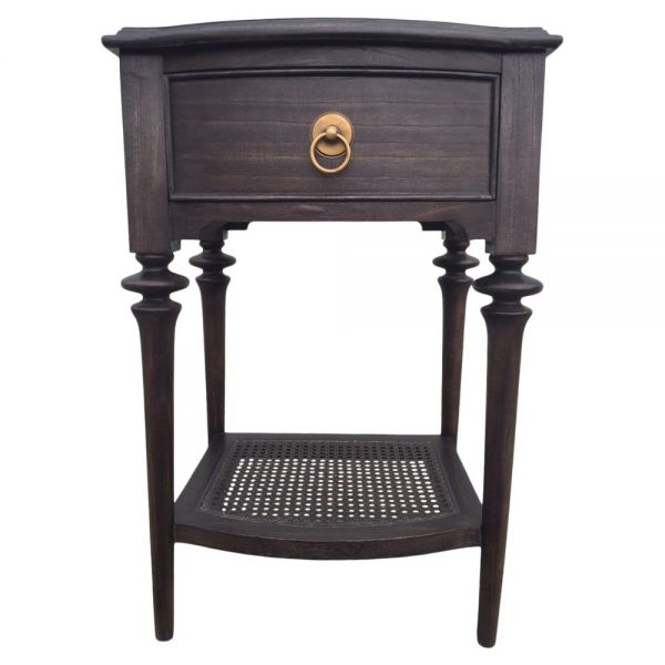 Safari Charcoal Black Bedside Table