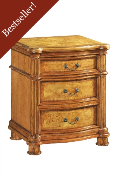 Hampton 3 Drawer Walnut Bedside