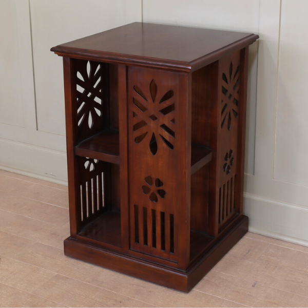 Carved Mahogany Rotating Bookcase