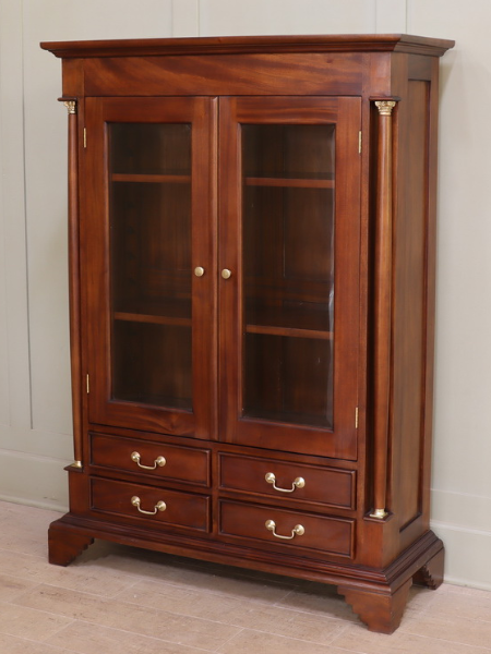 Pillar Glass Display Cabinet with 4 drawers