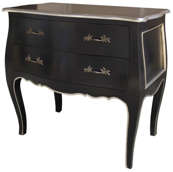 Black and Silver French Bombe Chest