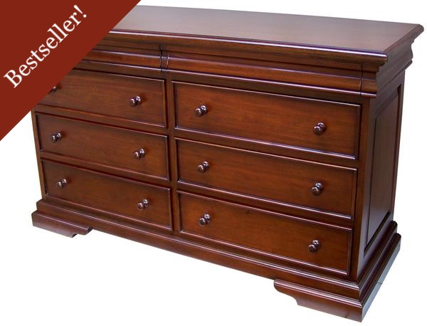 French Louis Philippe Sleigh Style Low Wide Chest of Drawers (6-8 drawers) CHT077