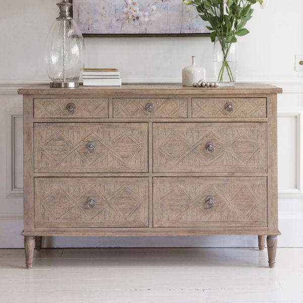 Martinique Weathered Parquet  Wide Chest Of Drawers