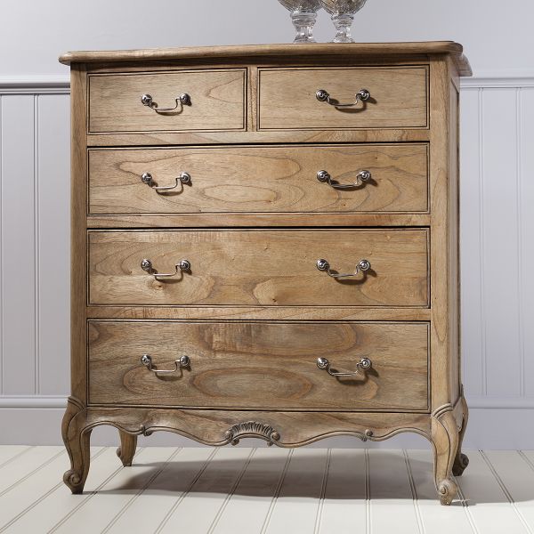 Coco Weathered French 5 Drawer Chest of Drawers