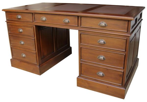 Mahogany Computer Desk Large with Leather Top and Antique Handles DSK003B/AC (to order only)
