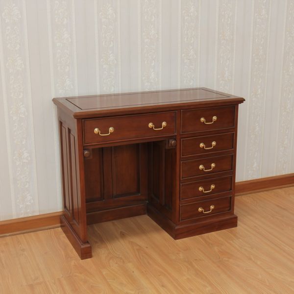 Mahogany Kneehole Computer Desk with wooden top