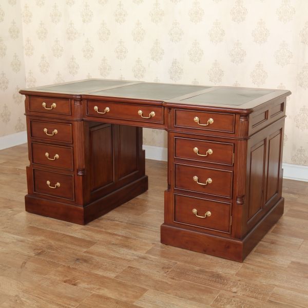 Medium Solid Mahogany Pedestal Desk DSK022B