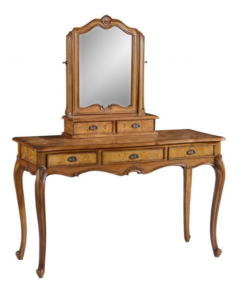 Hampton French Chic Walnut Dressing Table with Mirror