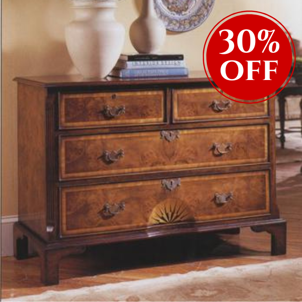 English Walnut Starburst Chest of Drawers