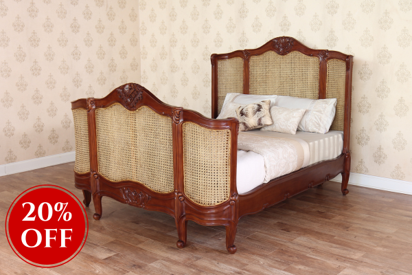 French Curved Rattan Bed Frame B003