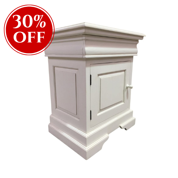 French Louis Philippe Sleigh Bedside Cabinet Antique White