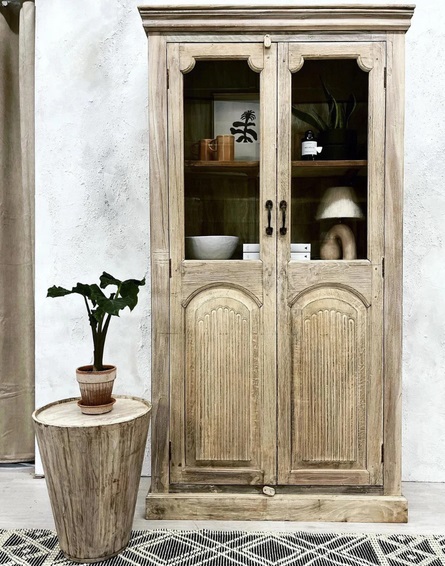 Reclaimed Wood Glass Display Cabinet