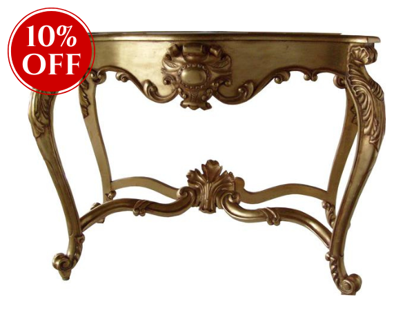 French Shell Console Table with Marble Top