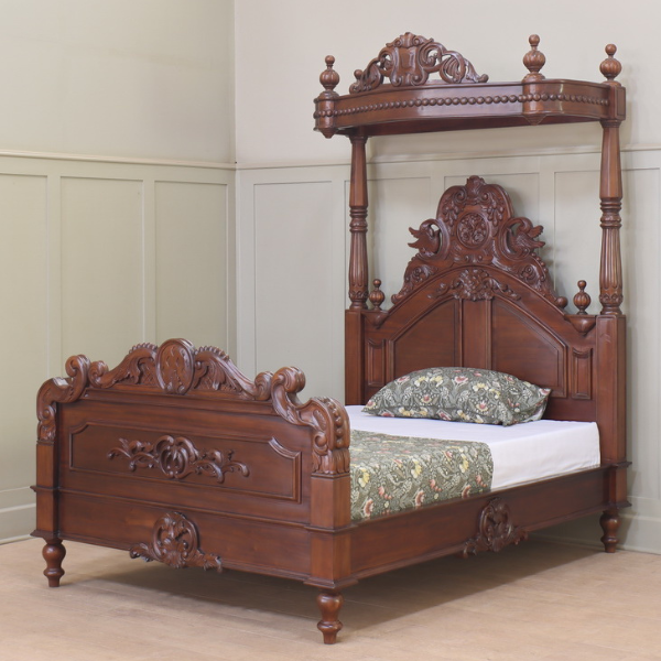Mahogany Half Tester Canopy Bed B024
