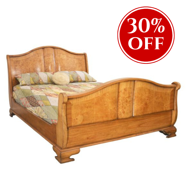 Hampton Walnut Sleigh Bed with regular footboard BW001