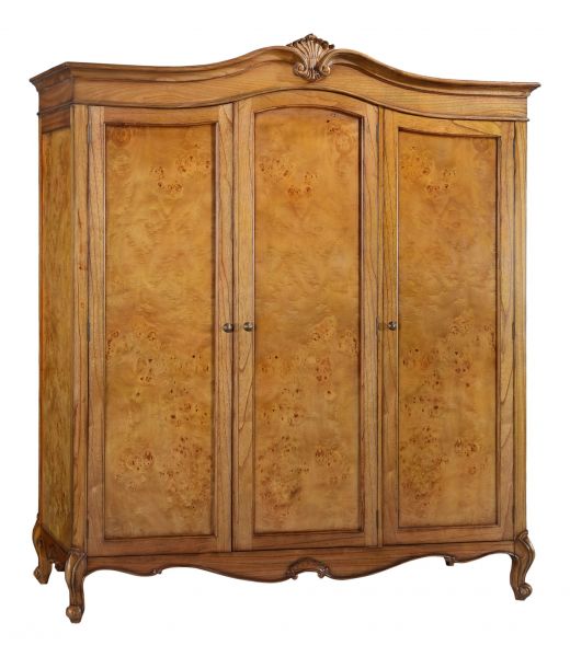 Hampton French Chic Triple Walnut Wardrobe