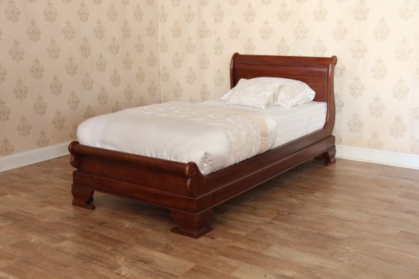 Mahogany Single Sleigh Bed Low Footboard