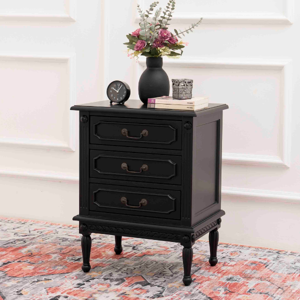Loire French Bedside Table in black