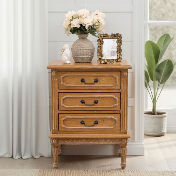 Loire 3 Drawer French Bedside Table