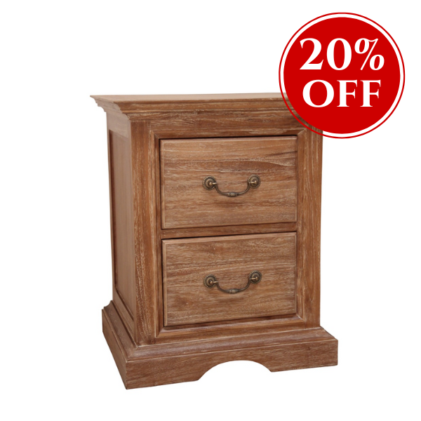 Lyon French Sleigh Weathered Bedside Table