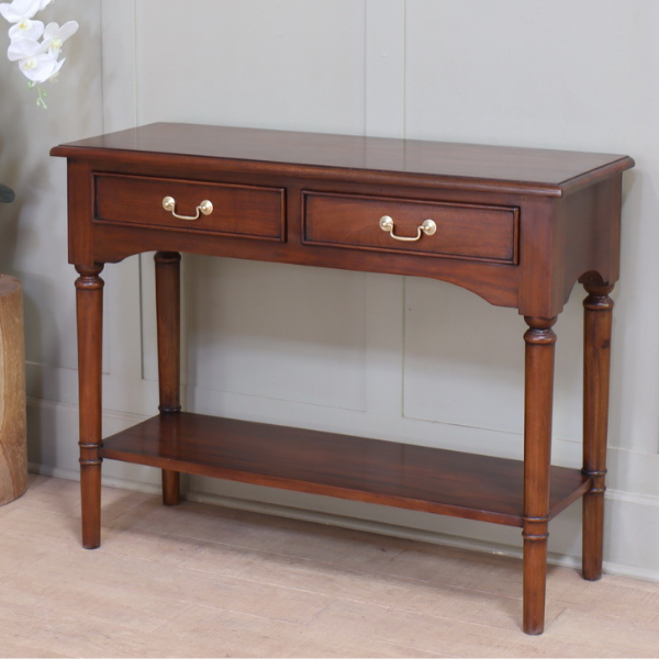 Mahogany Console Table with 2 Drawers
