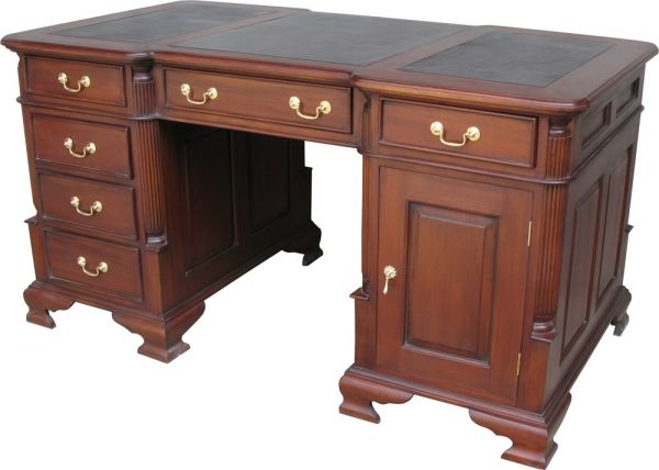 Medium Mahogany Partners Desk with Leather Top DSK001M