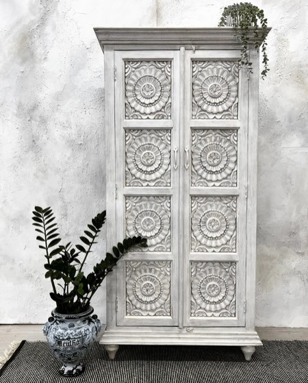 Mango Wood Carved Armoire