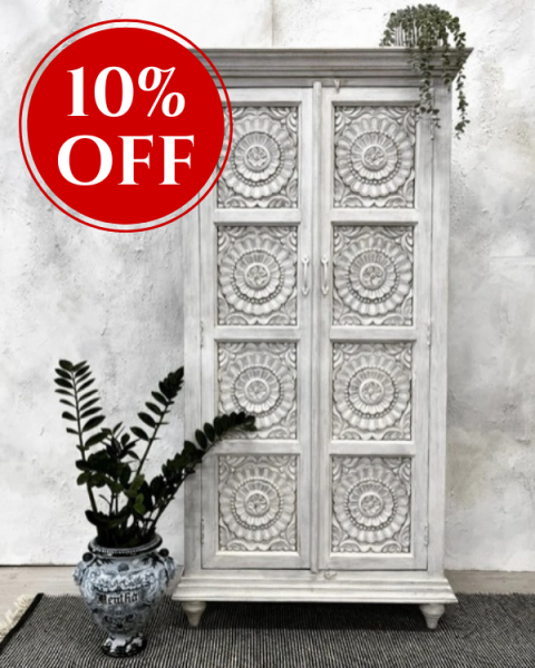 Mango Wood Carved Armoire